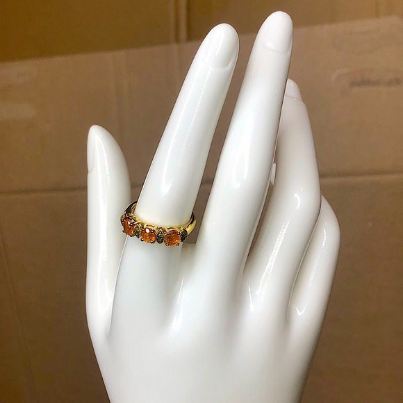 CITRINE and MARCASITE Vermeil Single Band Ring Sz 7 - Picture 9 of 17